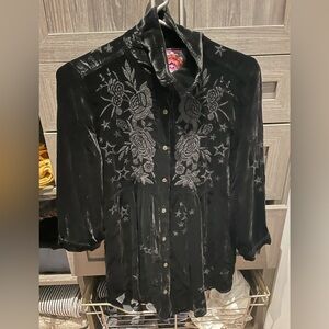 Beautiful black velvet Johnny Was Tunic